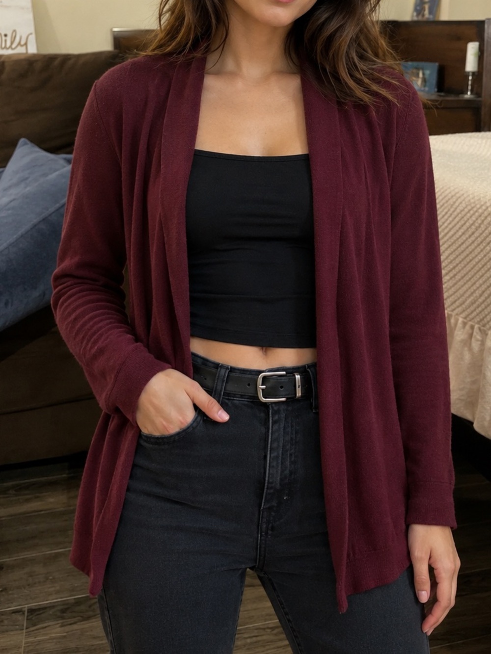 Bluenotes Deep Red Cardigan